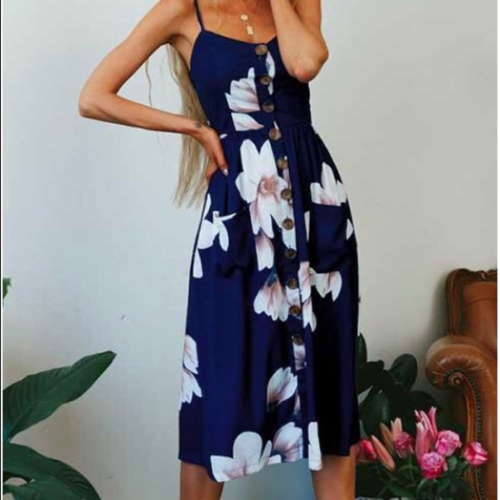 New navy floral dress!